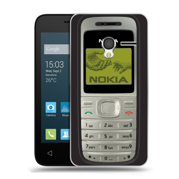 Пластиковый чехол на Alcatel One Touch Pixi 3 (4.5) с принтом Ретро Нокия Пластиковый чехол на Alcatel One Touch Pixi 3 (4.5) с принтом Ретро Нокия