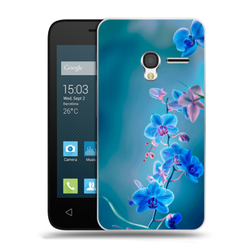 Пластиковый чехол на Alcatel One Touch Pixi 3 (4.5) с принтом Голубые цветы Пластиковый чехол на Alcatel One Touch Pixi 3 (4.5) с принтом Голубые цветы