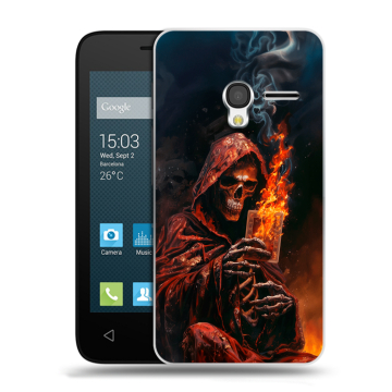 Пластиковый чехол на Alcatel One Touch Pixi 3 (4.5) с принтом Скелет и карты Пластиковый чехол на Alcatel One Touch Pixi 3 (4.5) с принтом Скелет и карты