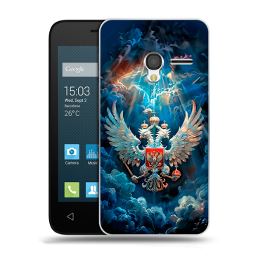 Пластиковый чехол на Alcatel One Touch Pixi 3 (4.5) с принтом Герб флаг России Пластиковый чехол на Alcatel One Touch Pixi 3 (4.5) с принтом Герб флаг России