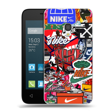 Пластиковый чехол на Alcatel One Touch Pixi 3 (4.5) с принтом Найк Nike яркий Пластиковый чехол на Alcatel One Touch Pixi 3 (4.5) с принтом Найк Nike яркий