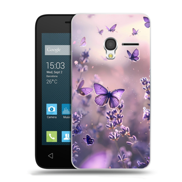 Пластиковый чехол на Alcatel One Touch Pixi 3 (4.5) с принтом бабочки и лаванда Пластиковый чехол на Alcatel One Touch Pixi 3 (4.5) с принтом бабочки и лаванда