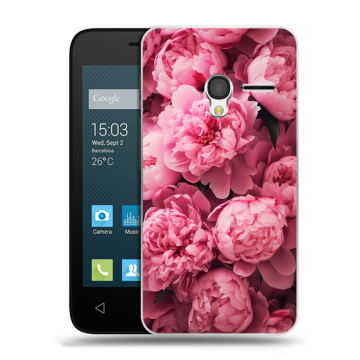 Пластиковый чехол на Alcatel One Touch Pixi 3 (4.5) с принтом цветы пионы Пластиковый чехол на Alcatel One Touch Pixi 3 (4.5) с принтом цветы пионы