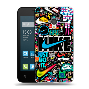 Пластиковый чехол на Alcatel One Touch Pixi 3 (4.5) с принтом найк nike черный