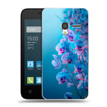 Пластиковый чехол на Alcatel One Touch Pixi 3 (4.5) с принтом голубые орхидеи