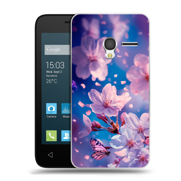 Пластиковый чехол на Alcatel One Touch Pixi 3 (4.5) с принтом цветы бабочки Пластиковый чехол на Alcatel One Touch Pixi 3 (4.5) с принтом цветы бабочки