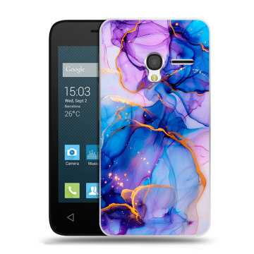 Пластиковый чехол на Alcatel One Touch Pixi 3 (4.5) с принтом синий мрамор Пластиковый чехол на Alcatel One Touch Pixi 3 (4.5) с принтом синий мрамор