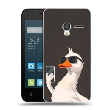 Пластиковый чехол на Alcatel One Touch Pixi 3 (4.5) с принтом утка в очках Пластиковый чехол на Alcatel One Touch Pixi 3 (4.5) с принтом утка в очках