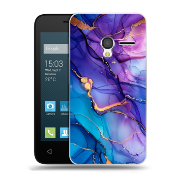 Пластиковый чехол на Alcatel One Touch Pixi 3 (4.5) с принтом синий мрамор