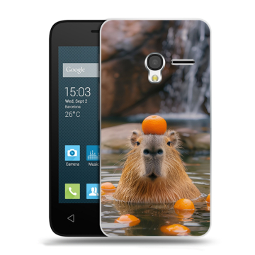 Пластиковый чехол на Alcatel One Touch Pixi 3 (4.5) с принтом Капибара с апельсином