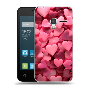 Пластиковый чехол на Alcatel One Touch Pixi 3 (4.5) с принтом розовые сердечки Пластиковый чехол на Alcatel One Touch Pixi 3 (4.5) с принтом розовые сердечки