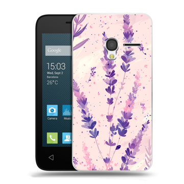 Пластиковый чехол на Alcatel One Touch Pixi 3 (4.5) с принтом цветы лаванда Пластиковый чехол на Alcatel One Touch Pixi 3 (4.5) с принтом цветы лаванда