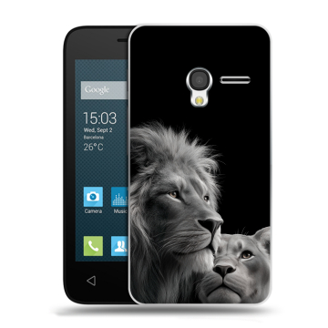 Пластиковый чехол на Alcatel One Touch Pixi 3 (4.5) с принтом Лев кошки