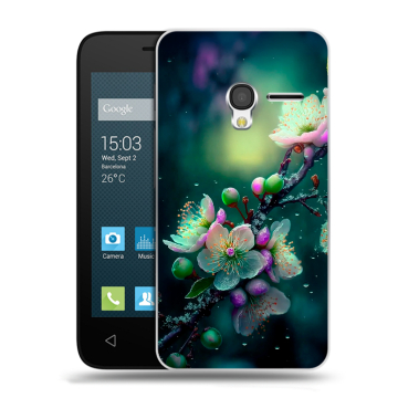 Пластиковый чехол на Alcatel One Touch Pixi 3 (4.5) с принтом Цветы и мрамор Пластиковый чехол на Alcatel One Touch Pixi 3 (4.5) с принтом Цветы и мрамор