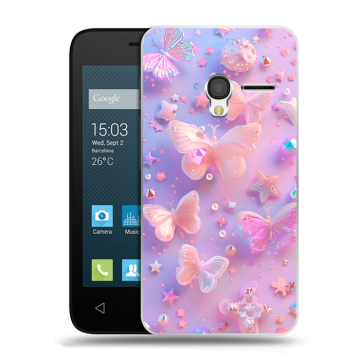 Пластиковый чехол на Alcatel One Touch Pixi 3 (4.5) с принтом Бабочки Пластиковый чехол на Alcatel One Touch Pixi 3 (4.5) с принтом Бабочки