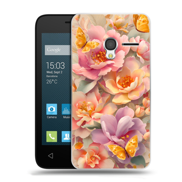 Пластиковый чехол на Alcatel One Touch Pixi 3 (4.5) с принтом Цветы и бабочки