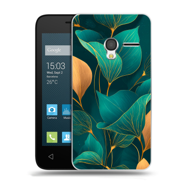 Пластиковый чехол на Alcatel One Touch Pixi 3 (4.5) с принтом Листья и золото