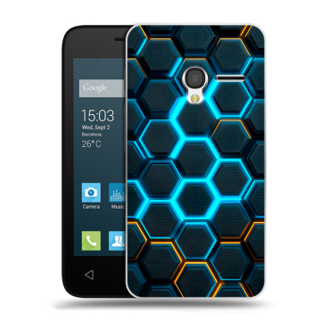 Пластиковый чехол на Alcatel One Touch Pixi 3 (4.5) с принтом Неоновые соты