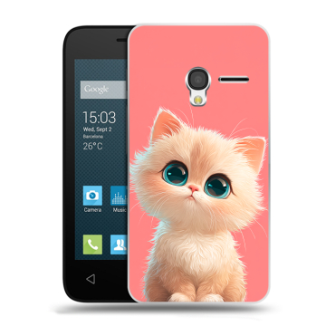 Пластиковый чехол на Alcatel One Touch Pixi 3 (4.5) с принтом Розовый котенок