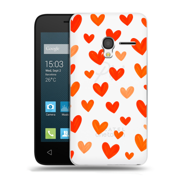 Пластиковый чехол на Alcatel One Touch Pixi 3 (4.5) с принтом Сердечки