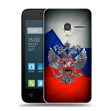 Пластиковый чехол на Alcatel One Touch Pixi 3 (4.5) с принтом Флаг России Пластиковый чехол на Alcatel One Touch Pixi 3 (4.5) с принтом Флаг России