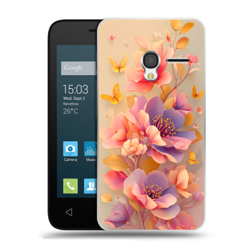 Пластиковый чехол на Alcatel One Touch Pixi 3 (4.5) с принтом Цветы и бабочки
