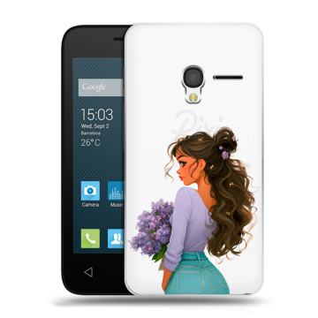 Пластиковый чехол на Alcatel One Touch Pixi 3 (4.5) с принтом девушка цветы