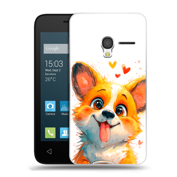 Пластиковый чехол на Alcatel One Touch Pixi 3 (4.5) с принтом корги Пластиковый чехол на Alcatel One Touch Pixi 3 (4.5) с принтом корги