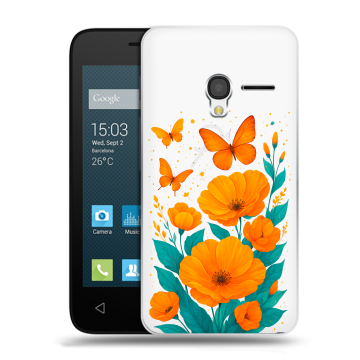 Пластиковый чехол на Alcatel One Touch Pixi 3 (4.5) с принтом цветы бабочки