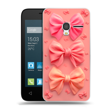 Пластиковый чехол на Alcatel One Touch Pixi 3 (4.5) с принтом Розовые бантики