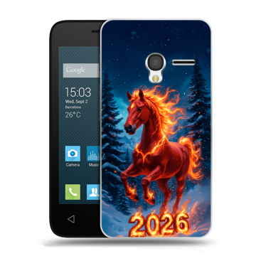 Пластиковый чехол на Alcatel One Touch Pixi 3 (4.5) с принтом Новый год коня