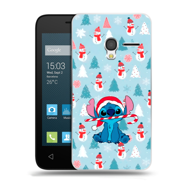 Пластиковый чехол на Alcatel One Touch Pixi 3 (4.5) с принтом Стич Новый год