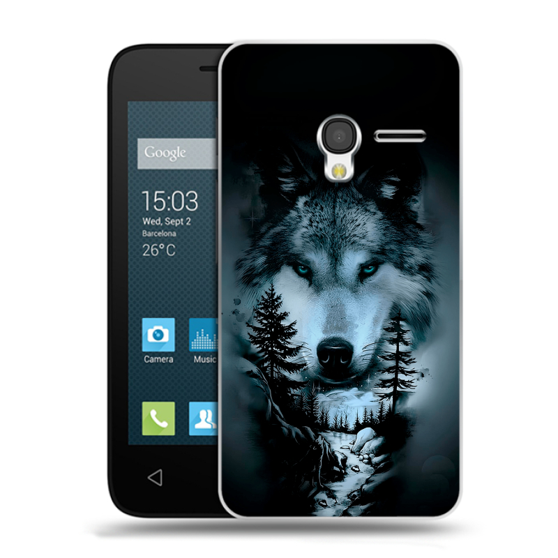 Пластиковый чехол на Alcatel One Touch Pixi 3 (4.5) с принтом Лесной волк Пластиковый чехол на Alcatel One Touch Pixi 3 (4.5) с принтом Лесной волк