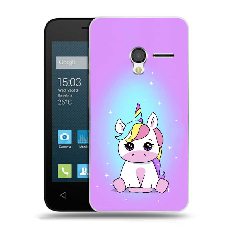 Пластиковый чехол на Alcatel One Touch Pixi 3 (4.5) с принтом Единорог Пластиковый чехол на Alcatel One Touch Pixi 3 (4.5) с принтом Единорог