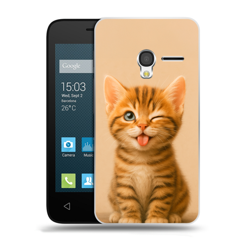 Пластиковый чехол на Alcatel One Touch Pixi 3 (4.5) с принтом котенок Пластиковый чехол на Alcatel One Touch Pixi 3 (4.5) с принтом котенок