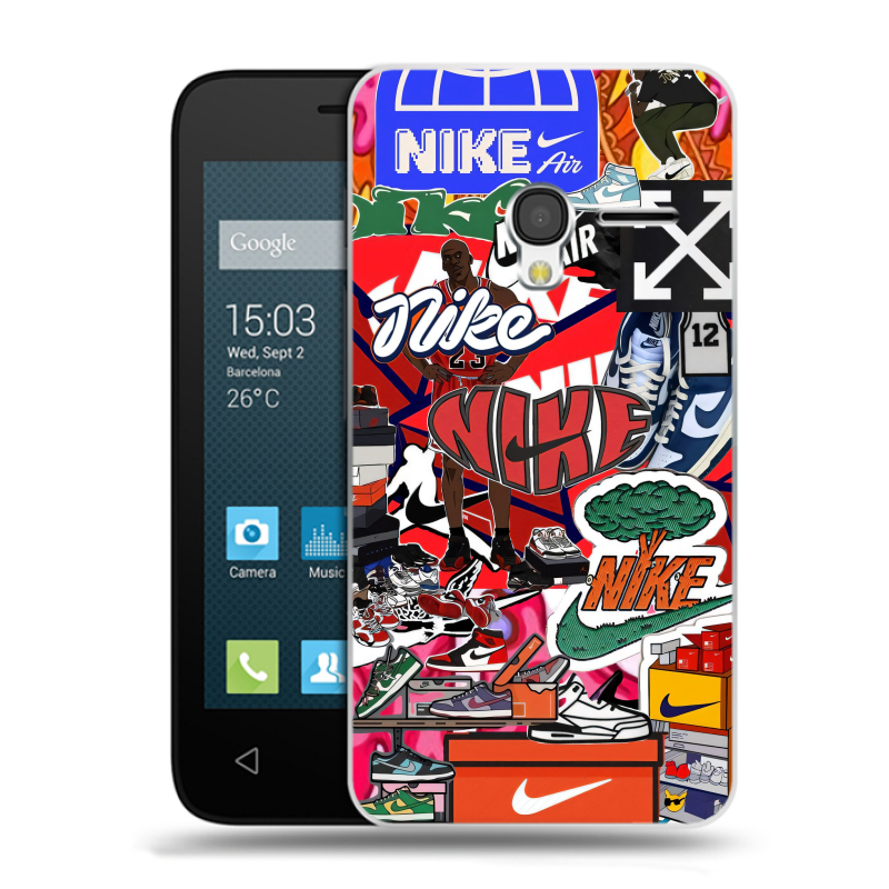 Пластиковый чехол на Alcatel One Touch Pixi 3 (4.5) с принтом Найк Nike яркий Пластиковый чехол на Alcatel One Touch Pixi 3 (4.5) с принтом Найк Nike яркий
