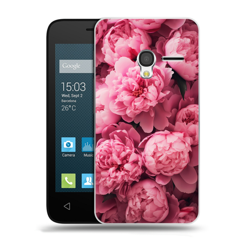 Пластиковый чехол на Alcatel One Touch Pixi 3 (4.5) с принтом цветы пионы Пластиковый чехол на Alcatel One Touch Pixi 3 (4.5) с принтом цветы пионы