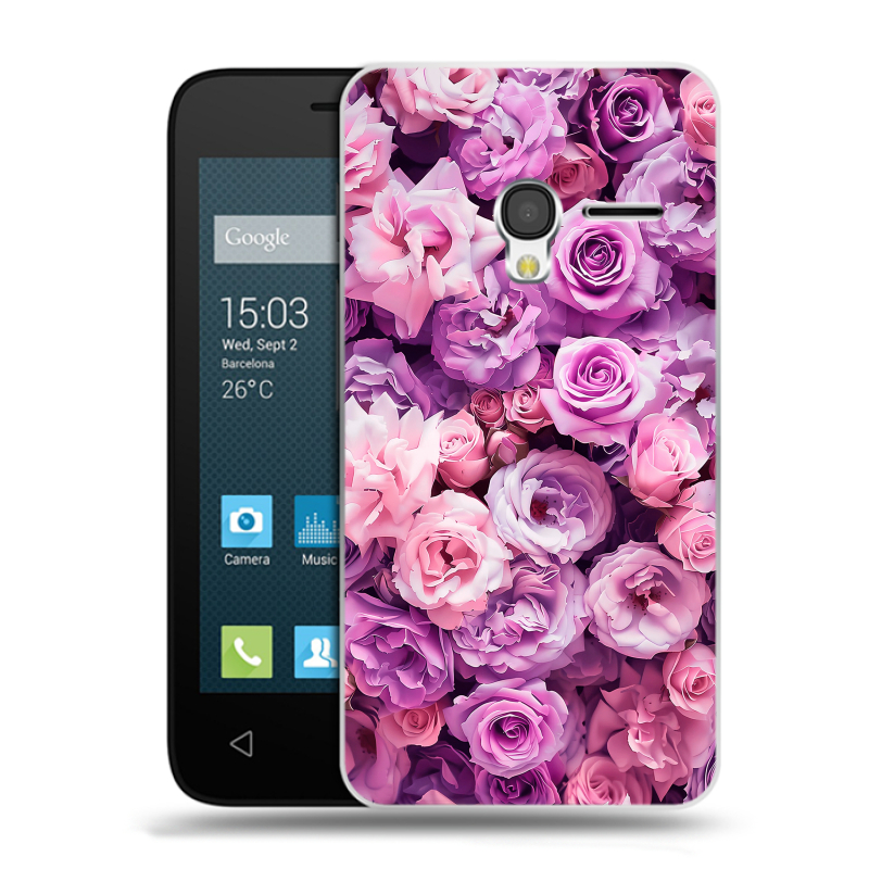 Пластиковый чехол на Alcatel One Touch Pixi 3 (4.5) с принтом лавандовые розы Пластиковый чехол на Alcatel One Touch Pixi 3 (4.5) с принтом лавандовые розы