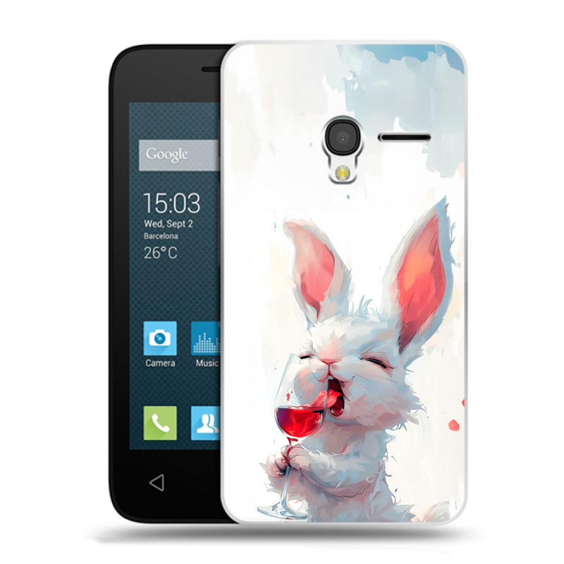 Пластиковый чехол на Alcatel One Touch Pixi 3 (4.5) с принтом кролик зайчик Пластиковый чехол на Alcatel One Touch Pixi 3 (4.5) с принтом кролик зайчик