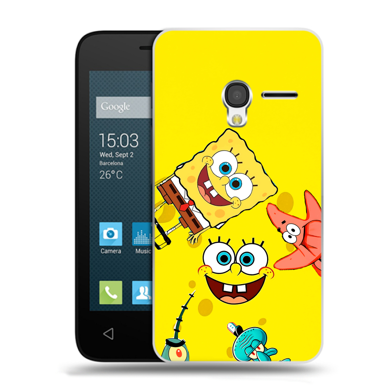 Пластиковый чехол на Alcatel One Touch Pixi 3 (4.5) с принтом Спанч боб Спанчбоб Пластиковый чехол на Alcatel One Touch Pixi 3 (4.5) с принтом Спанч боб Спанчбоб