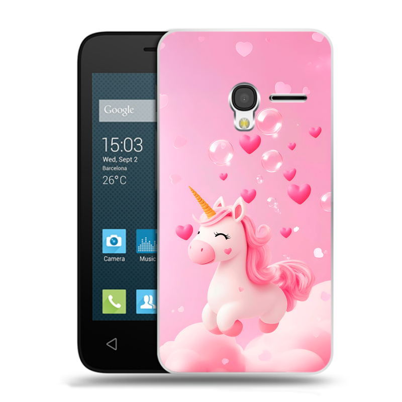 Пластиковый чехол на Alcatel One Touch Pixi 3 (4.5) с принтом Единорог Пластиковый чехол на Alcatel One Touch Pixi 3 (4.5) с принтом Единорог