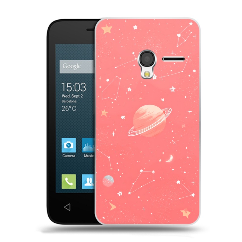 Пластиковый чехол на Alcatel One Touch Pixi 3 (4.5) с принтом Розовый космос Пластиковый чехол на Alcatel One Touch Pixi 3 (4.5) с принтом Розовый космос