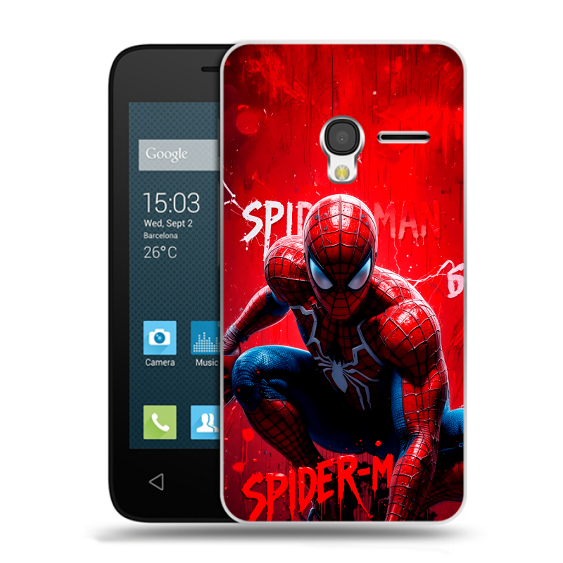 Пластиковый чехол на Alcatel One Touch Pixi 3 (4.5) с принтом Spiderman Человек паук Пластиковый чехол на Alcatel One Touch Pixi 3 (4.5) с принтом Spiderman Человек паук