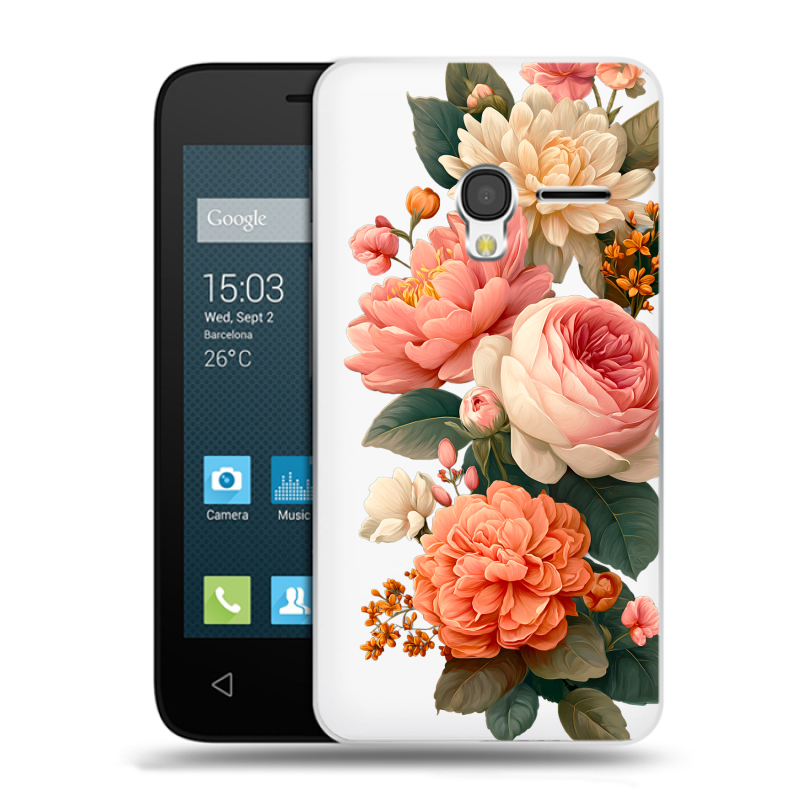 Пластиковый чехол на Alcatel One Touch Pixi 3 (4.5) с принтом цветы Пластиковый чехол на Alcatel One Touch Pixi 3 (4.5) с принтом цветы