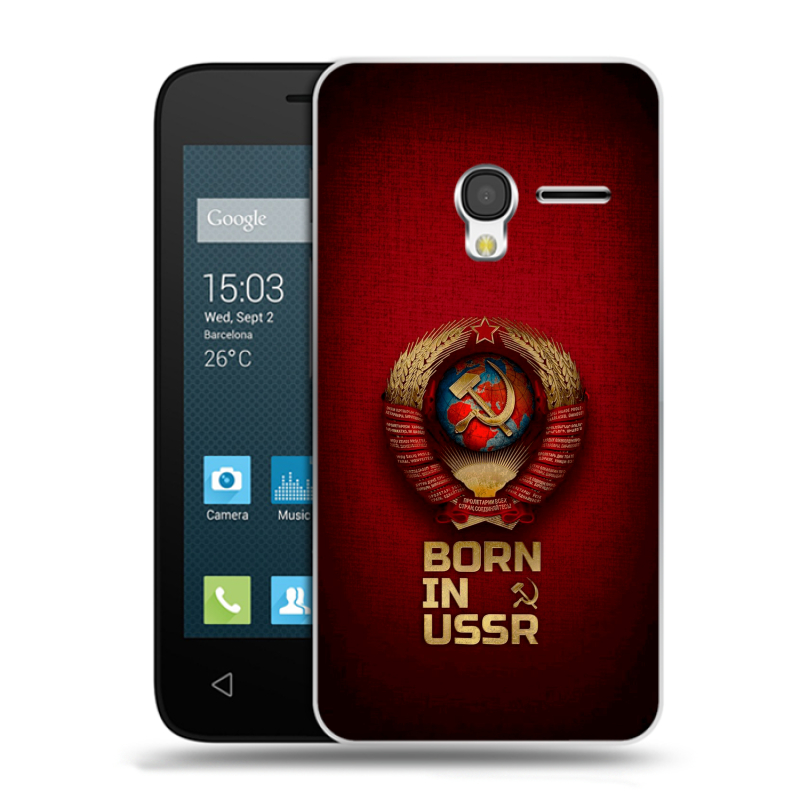 Пластиковый чехол на Alcatel One Touch Pixi 3 (4.5) с принтом Флаг Герб СССР Пластиковый чехол на Alcatel One Touch Pixi 3 (4.5) с принтом Флаг Герб СССР