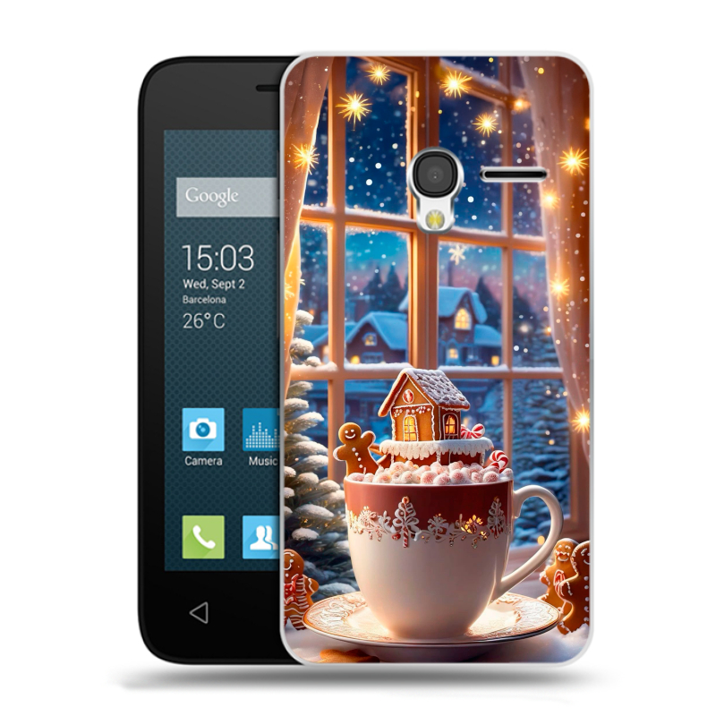 Пластиковый чехол на Alcatel One Touch Pixi 3 (4.5) с принтом Новый год Пластиковый чехол на Alcatel One Touch Pixi 3 (4.5) с принтом Новый год