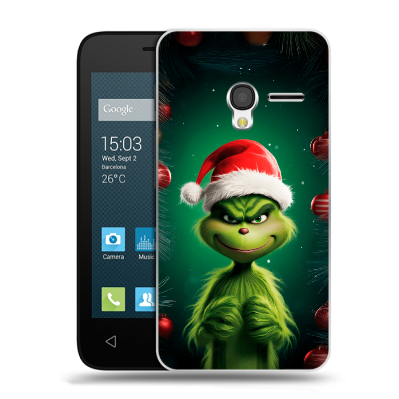 Пластиковый чехол на Alcatel One Touch Pixi 3 (4.5) с принтом Гринч Новый год Рождество Пластиковый чехол на Alcatel One Touch Pixi 3 (4.5) с принтом Гринч Новый год Рождество