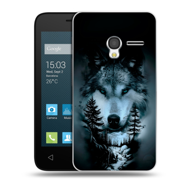 Пластиковый чехол на Alcatel One Touch Pixi 3 (4.0) с принтом Лесной волк Пластиковый чехол на Alcatel One Touch Pixi 3 (4.0) с принтом Лесной волк