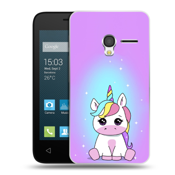 Пластиковый чехол на Alcatel One Touch Pixi 3 (4.0) с принтом Единорог Пластиковый чехол на Alcatel One Touch Pixi 3 (4.0) с принтом Единорог
