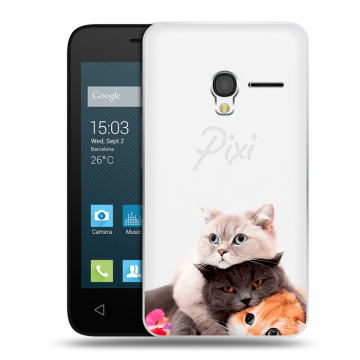Пластиковый чехол на Alcatel One Touch Pixi 3 (4.0) с принтом Кошки Пластиковый чехол на Alcatel One Touch Pixi 3 (4.0) с принтом Кошки